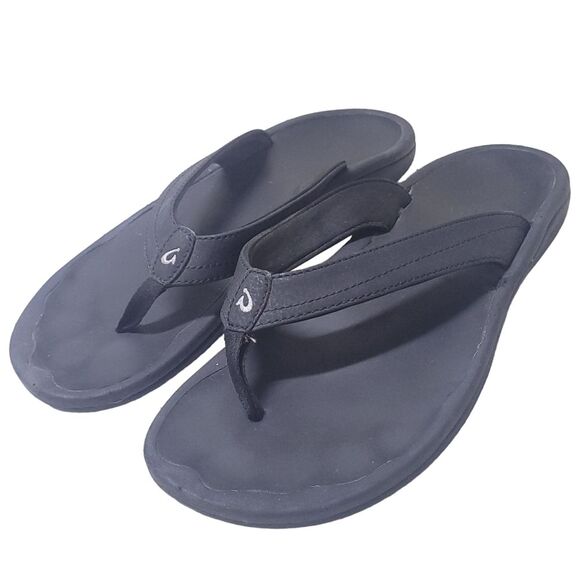 Olukai Ohana Black Flip-Flop Thong Sandals Women's 11 - Picture 4 of 12